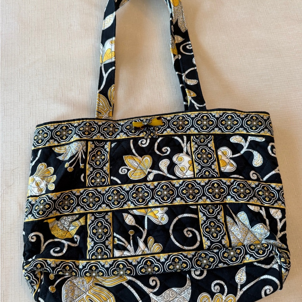 Vera Bradley Black and Yellow Floral Tote